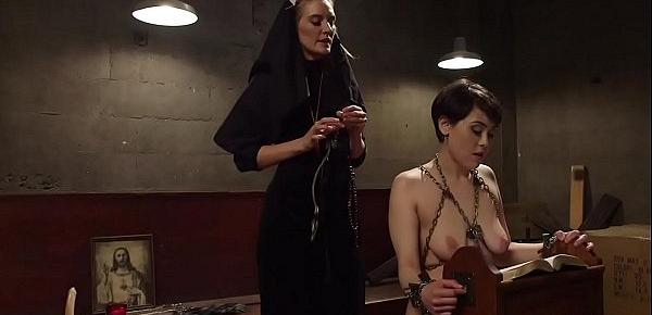  Lesbian nun whipping sinner sister